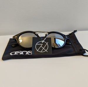 7x Round Sunglasses With Silver Mirror Lens